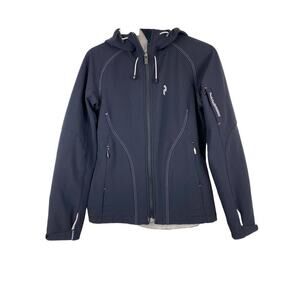 Peak Performance S Black Full Zip Hooded Microfleece Lined Jacket *